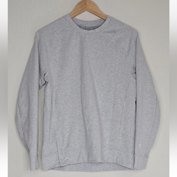 Lululemon City Sweat Crew Sweatshirt Heathered Light Grey /Sea Salt Size S Mens - Picture 1 of 8